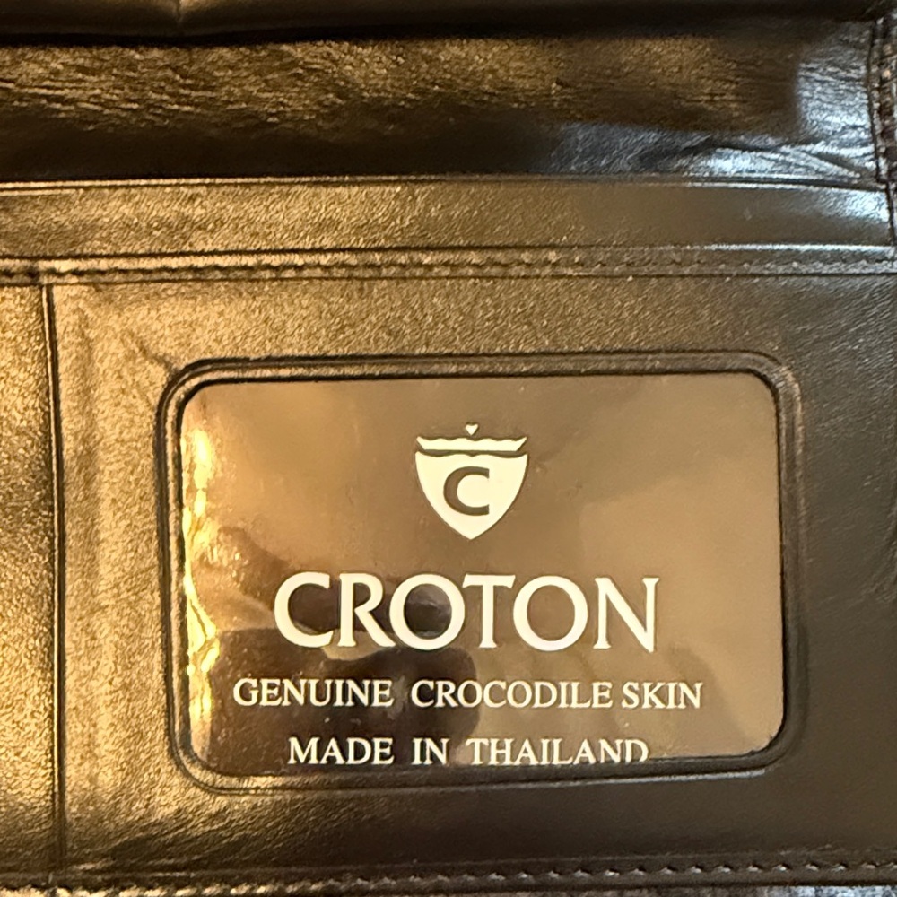 Croton Dark Embossed Leather Clutch - Picture 2 of 6